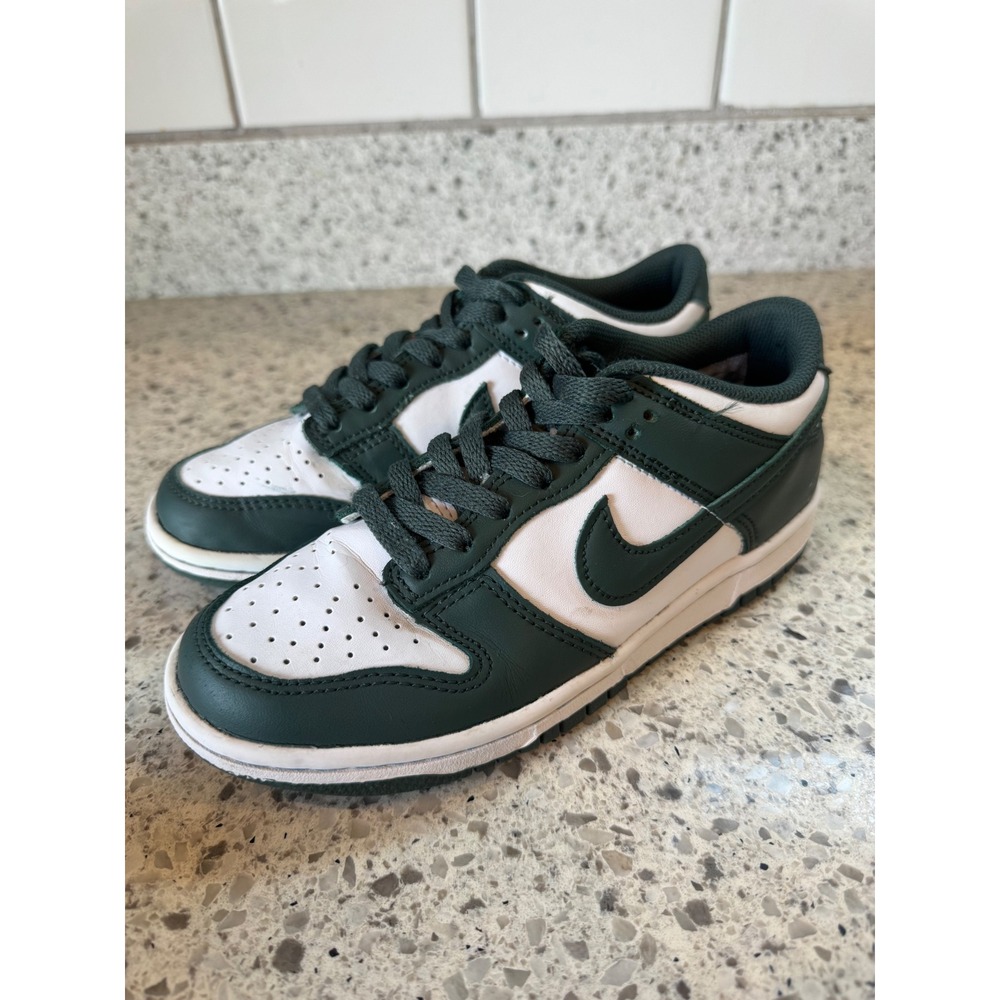 Nike Dunk Low Michigan State Forest Green White FB9109-120 Kids Size 4Y